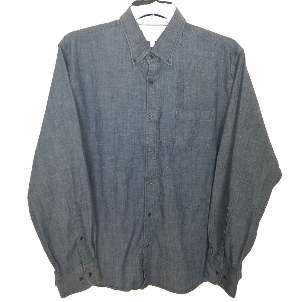 Peter Millar Men‎ Tamworth Chambray Sport Shirt Sz XL Gray Button Up Long Sleeve